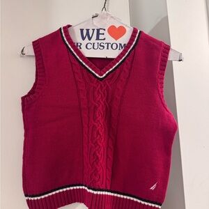 Nautica Red Cable Knit Sweater Vest